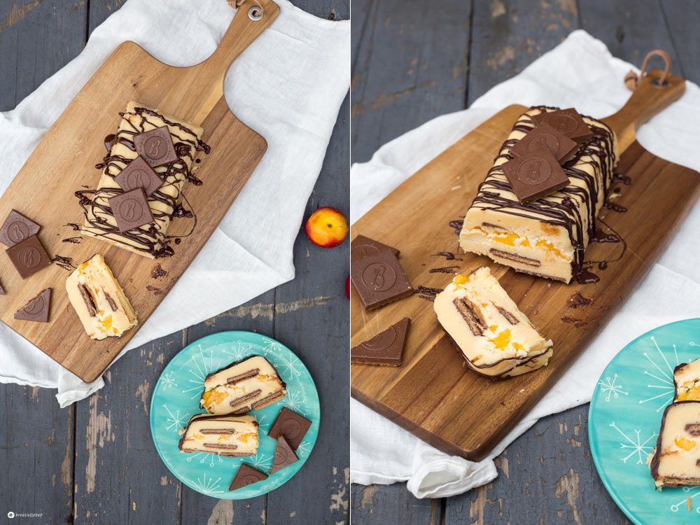 Weiße Schokolade Waffelkekskuchen mit Pfirsich - kreativfieber Weiße Schokolade Waffelkekskuchen mit Pfirsich - kreativfieber