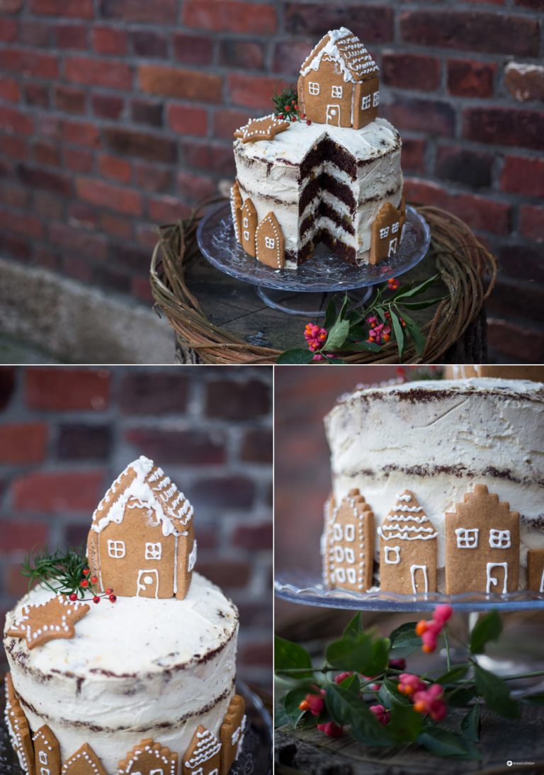 Schokotorte mit Lebkuchenhaus - Wintertraumtorte backen