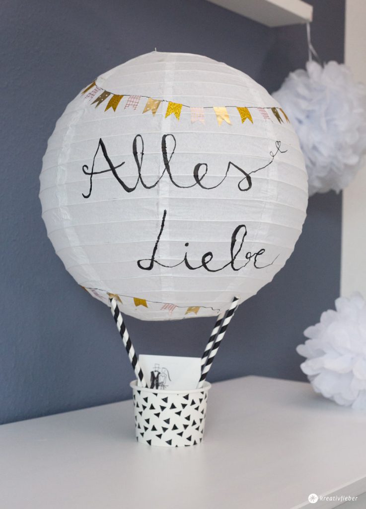 DIY Geschenkidee Hochzeit Heißluftballon Geldgeschenk basteln