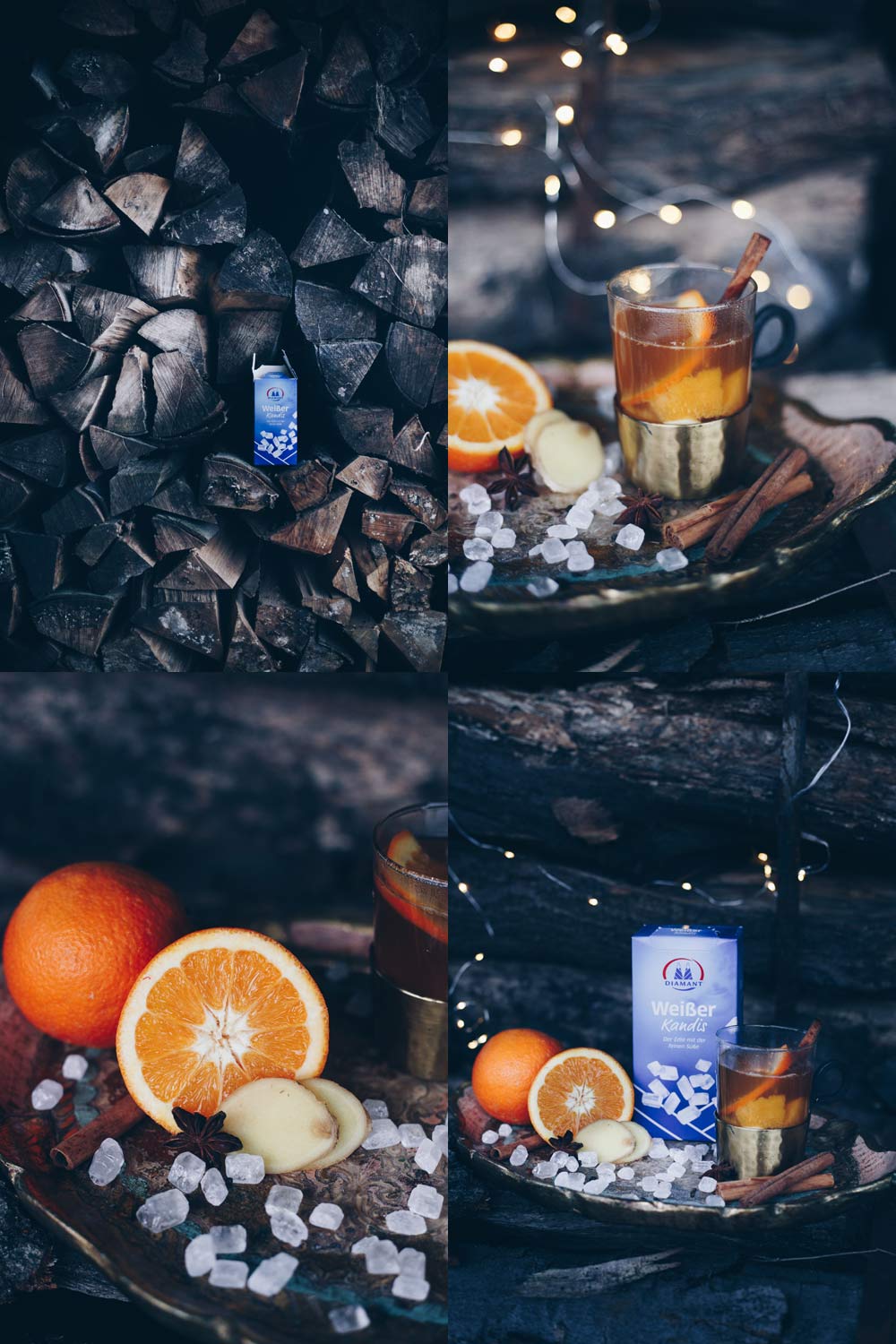 Heißer Ingwer-Kombucha-Punch mit Kandis und Orange - Wintergetränke