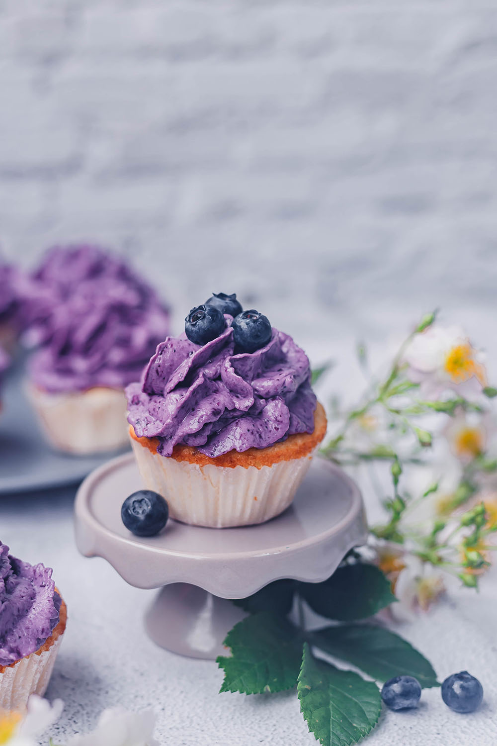 Vanille Cupcakes mit Blaubeer Mascarpone Topping