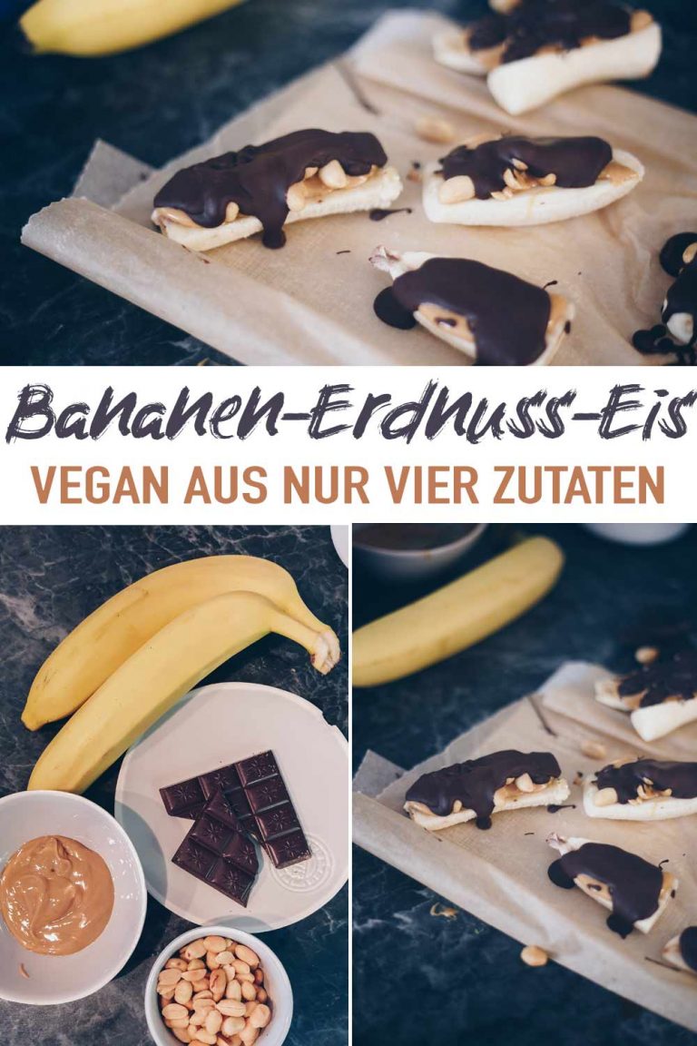 Veganer Bananen-Erdnuss-Eis Snack aus nur vier Zutaten Veganer Bananen-Erdnuss-Eis Snack aus nur vier Zutaten