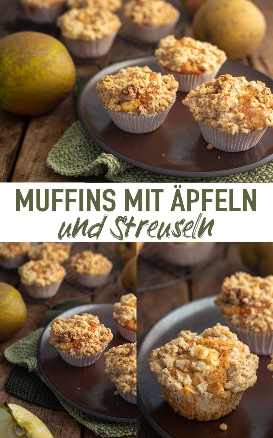 Muffins mit Äpfeln und Streuseln - einfaches Muffinrezept