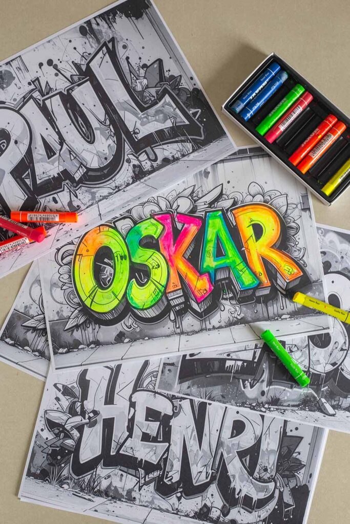 Graffiti Ausmalbilder Kindergeburtstag Bastelidee