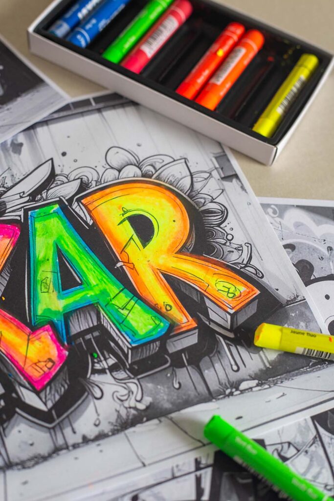 Kindergeburtstag Bastelidee Graffiti Ausmalbilder Skater Geburtstag