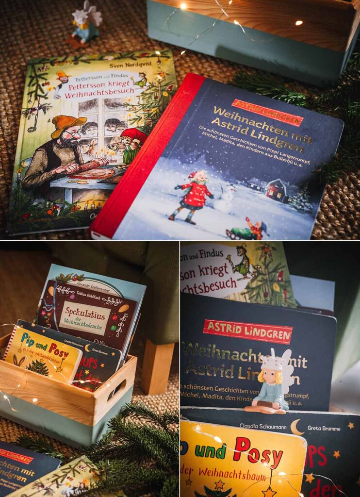 Einblick in unsere Weihnachtsbücherkiste mit den schönsten Weihnachtsbüchern für Kinder