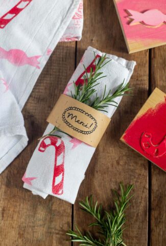 Geschirrtuch bedrucken mit Zuckerstangen