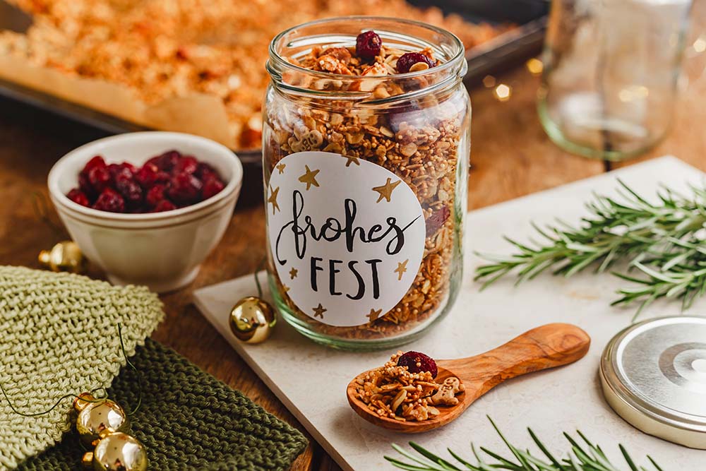 Weihnachtsmüsli verschenken Geschenke aus der Küche Rezept zu Weihnachten