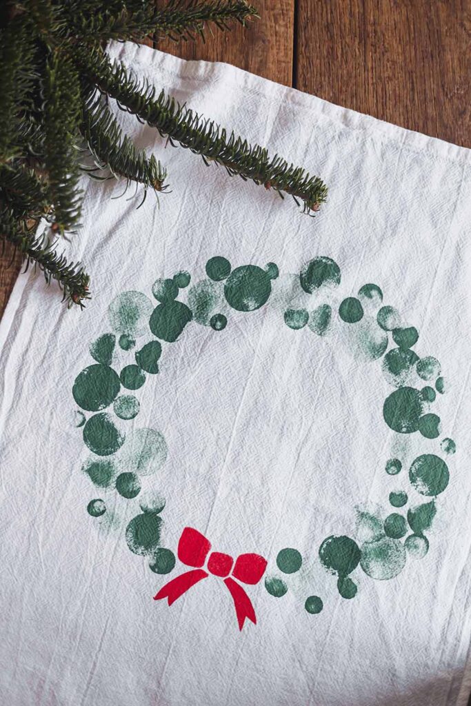 Geschirrtücher weihnachten bedrucken - Winterkranz mit Schleife