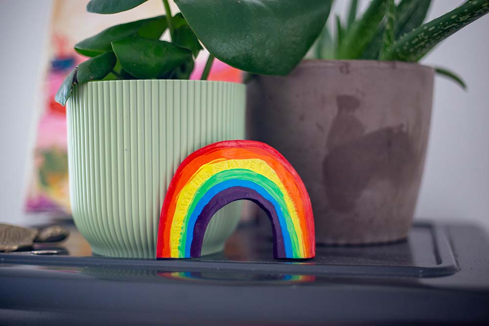 Dankeschön zur Kommunion selbermachen Regenbogen aus Ton Ihr seid meine Freunde