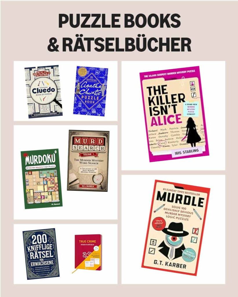 Puzzle Books und Rätselbücher für Erwachsene offline Hobby Idee Murder mystery Puzzle Books