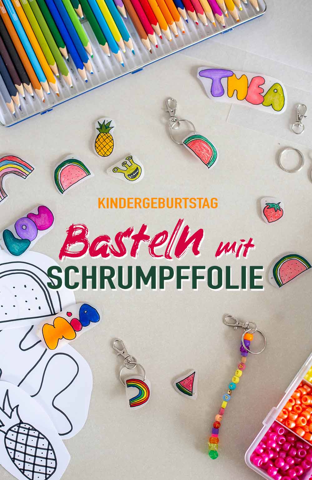 Basteln mit Schrumpffolie zum Kindergeburtstag